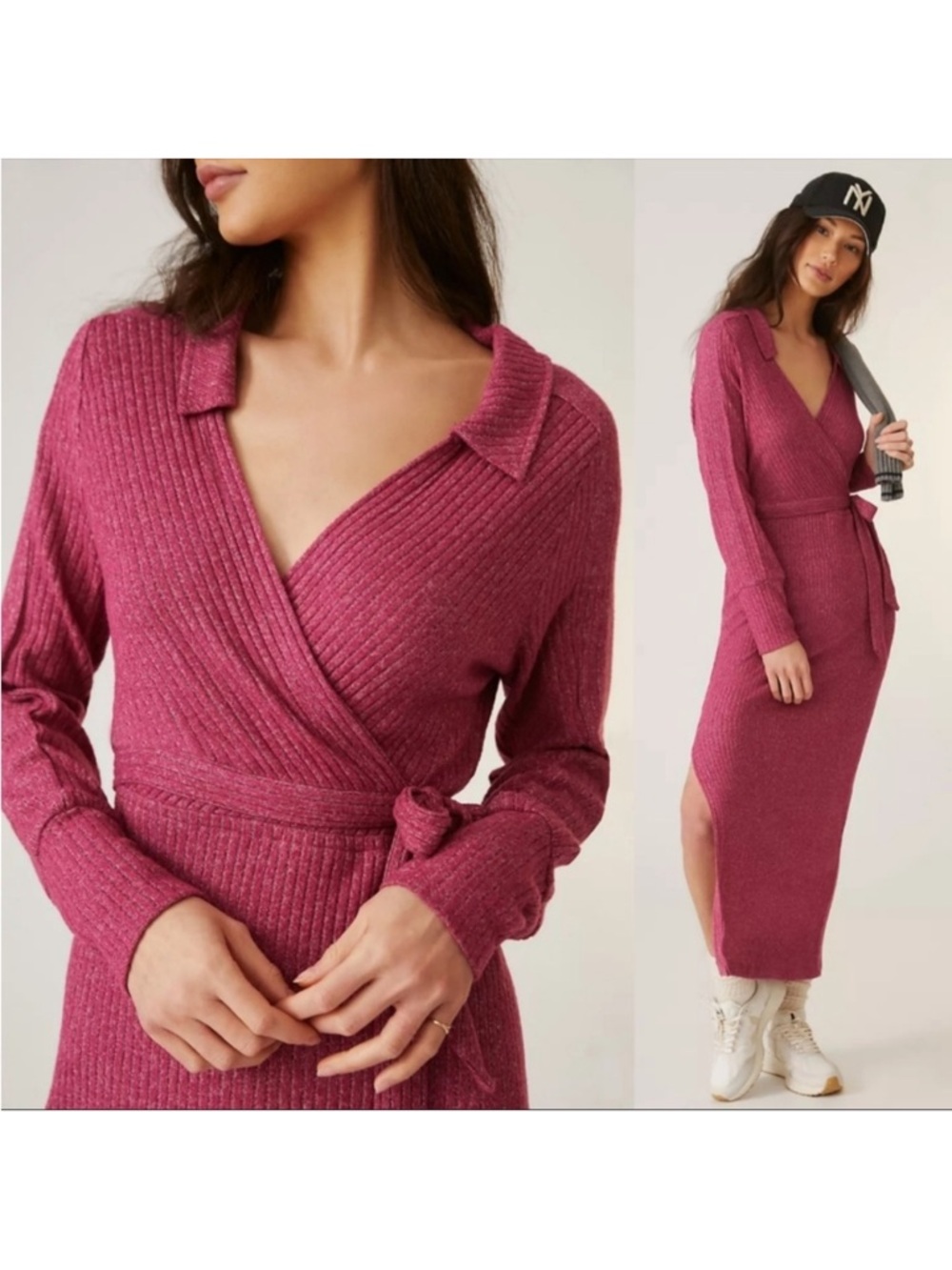 Daily Practice by Anthropologie Belted Knit Maxi Dress 3X Raspberry